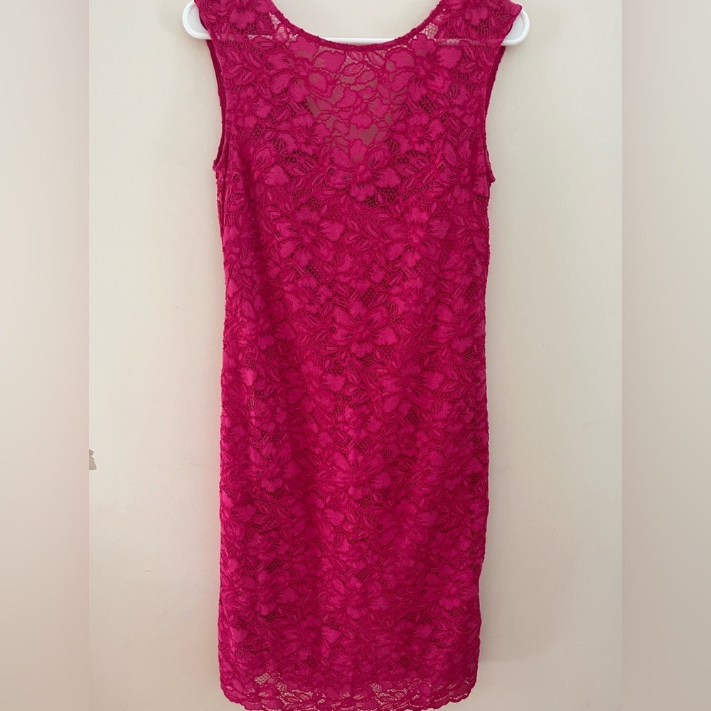 Calvin Klein Pink Sheath Midi Dress Sleeveless Scoop Neck